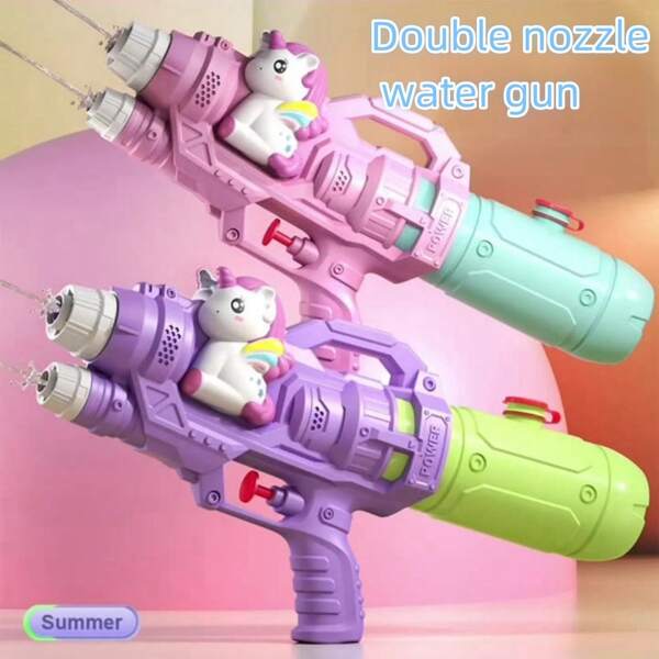 Children's New Pull-Out Air Pressure Water Gun 500ML Large Capacity Double Nozzle Dinosaur Duck Water Gun Adult Beach Toy, Suitable For Gatherings, Parties, Seaside Beach Splashing, Water Parks, And Splashing Festival, Real Gun, Pistol Toy, Tiger Gun, Water Bead Gun, Play Gun, Gun>Airsoft, Kids Guns, Toy Gun Kids, Toys