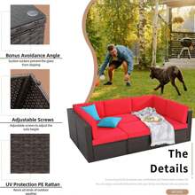 JAMFLY 6 Pieces Patio Furniture Sets Outdoor All-Weather Sectional Patio Sofa Set