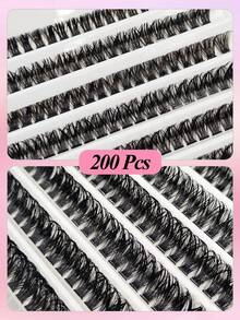 Asiteo 200Pcs Individual Lashes Fluffy Wispy And Soft False Eyelashes Makeup Extension Lashes DIY At Home - D - View 5