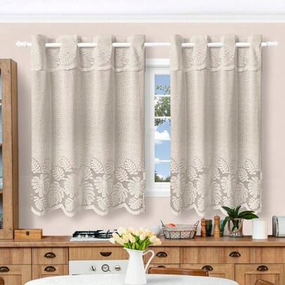 Cortina De Cozinha em Renda Costela De Adão 2,50x1,25m + Bandô Diversas Cores