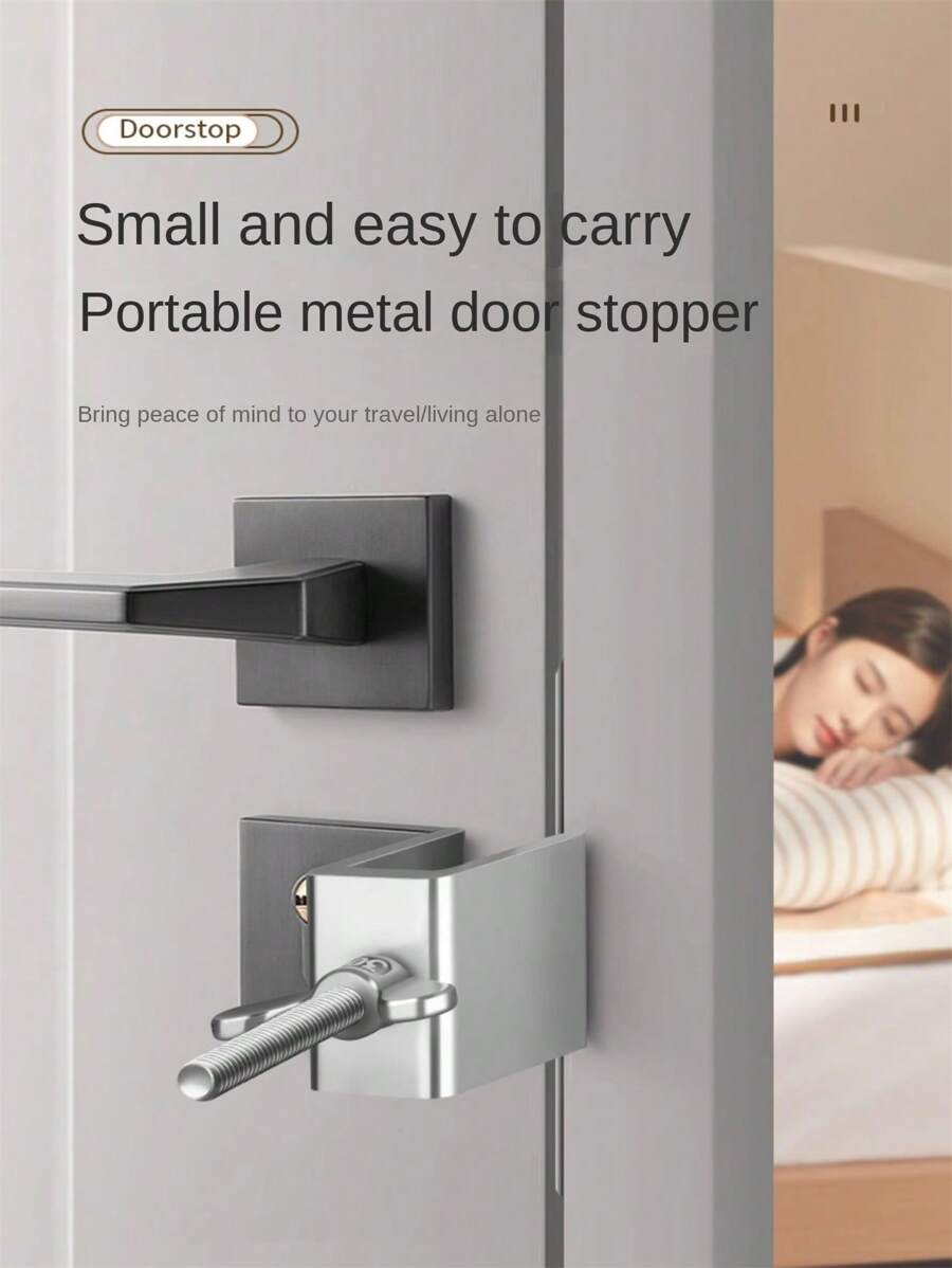 Portable Door Stopper Stainless SelfDefense Doorstop Lock Travel Anti