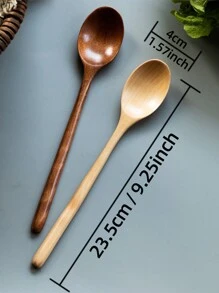 4pcs/1pc Long-Handled Wooden Spoon, 9.2inch/23.5cm Honey Spoon For Tea, Exquisite Tableware Spoon For Home, Stirring Spoon, Coffee Spoon, Wooden Spoons For Eating,Kitchen,Christmas Gift Back To School,School Supplies