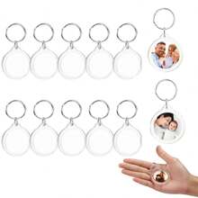 10pcs Acrylic Picture Frame Keychain, Transparent Key Ring - White - View 5