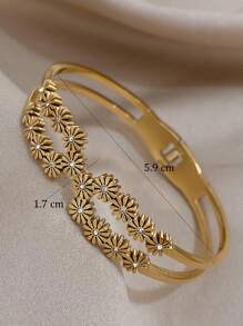 1pc Vintage Flower Bangle Bracelets For Women Fashion Stainless Steel Bracelets For Party Daily Jewelry Birthday Gifts