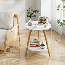 Bàn tròn nhỏ hai lớp 1 chiếc, bàn bên lắp ráp dễ dàng cho phòng khách, ghế sofa, phòng ngủ và ban công, bàn đầu giường phong cách Bắc Âu, bàn cà phê mini - Nhiều màu - Xem 9