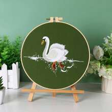 1套DIY刺繡工具包，鳥和海洋動物系列刺繡牆掛，附隨機顏色的線圈板 - 彩色 - 查看 15
