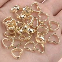 50 piezas Conectores espaciadores en forma de corazón de plástico CCB de doble agujero para collar, pulsera, aretes y dijes de joyería, accesorios para llaveros y suministros para manualidades hechas a mano