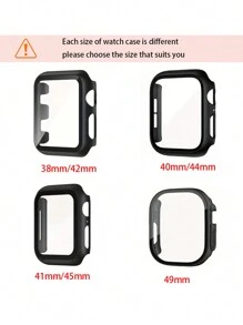 1 set Bracelet de montre en silicone de couleur unie simple et à la mode trois en un et coque de protection en PC compatible avec 38MM 40MM 41MM 42MM 44MM 45MM 49MM Compatible avec Series Ultra SE/9/8/7/6/5/4/3/2/1, étui résistant aux rayures, étanche et antichoc, bande de montre de remplacement respirante et à texture de peau confortable et douce pour les montres de sport pour femmes et hommes - Starlight - Voir 7