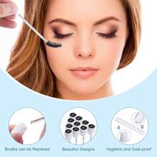 40 Stücke Wimpernshampoo Flaschenbürsten Set, 10 Stücke Wimpernshampoo Bürsten, 10 Stücke Wimpernbürsten Röhren, 10 Stücke Wimpernshampoo Spender, 10 Stücke Wimpern Nachsorge Beutel für Kundinnen, Frauen, Mädchen