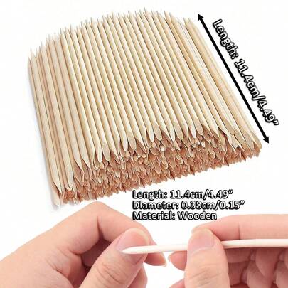 10/20/50/100/200/380/500/1000 支装 114mm/4.49″ 橙木棒，用于角质层推和指甲清洁，适用于美甲沙龙和DIY美甲，美甲用品，美甲工具，美甲艺术工具，返校季，指甲，美甲工具，美甲贴片工具