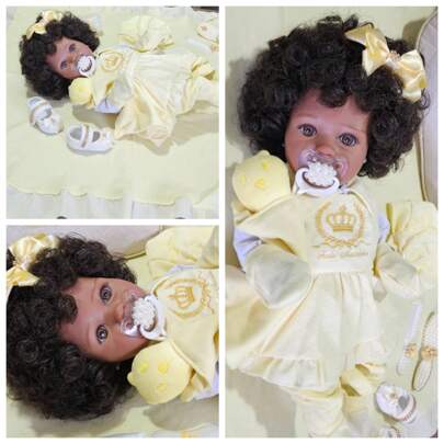 Boneca Bebê Reborn Zuri Negra - Acessórios Inclusos