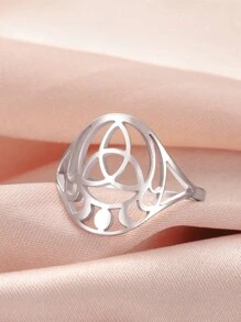 1 pieza Anillo de sacerdotisa celta nudo del sol y la luna en acero inoxidable para mujer, nuevo llegada - Serie resumen - Ver 1