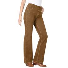 Woman Within Plus Size Petite Flex-Fit Pull-On Bootcut Gap-Free Stretch Denim Jeans - 乳糖 - 查看 1