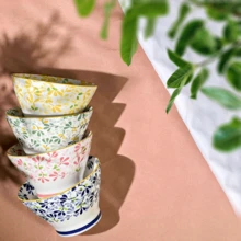 4pcs Ceramic 5-Inch Rice Bowls With Four Season Flowers Pattern, Personalized Tableware For Home, Microwave And Dishwasher Friendly - Multicolor - View 2