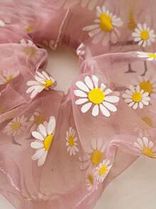 4/8pcs Simple Hair Tie Elastic Scrunchie Daisy Pattern Mesh Hair Rope Ponytail Holder Women's Hair Accessories, Soft And Sweet Elastic Hair Tie For Fashionable Hair Accessories And Valentine's Day Gift Ponytail Holders Hair Elastics Hair Rubber Bands Scrunchies Head Accessories - Multicolor - View 2