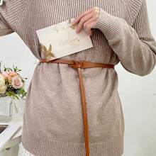 Elegant 1pc Camel-Colored Simple Decorative Belt For Women, Suitable For Matching Coat, Skirt, Shirt And Sweater, Ins Style Knotted Waist Decoration For Women