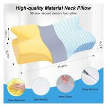 Drevy Cervical Pillow For Neck Pain Relief - Neck Pillows For Pain Relief Sleeping - Ergonomic Pillow For Neck And Shoulder Pain - For Side Back Stomach Sleeper - Blue, Soft - 彩色 - 查看 2