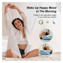 Drevy Cervical Pillow For Neck Pain Relief - Neck Pillows For Pain Relief Sleeping - Ergonomic Pillow For Neck And Shoulder Pain - For Side Back Stomach Sleeper - Blue, Soft - 彩色 - 查看 3