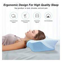 Drevy Cervical Pillow For Neck Pain Relief - Neck Pillows For Pain Relief Sleeping - Ergonomic Pillow For Neck And Shoulder Pain - For Side Back Stomach Sleeper - Blue, Soft - 彩色 - 查看 5