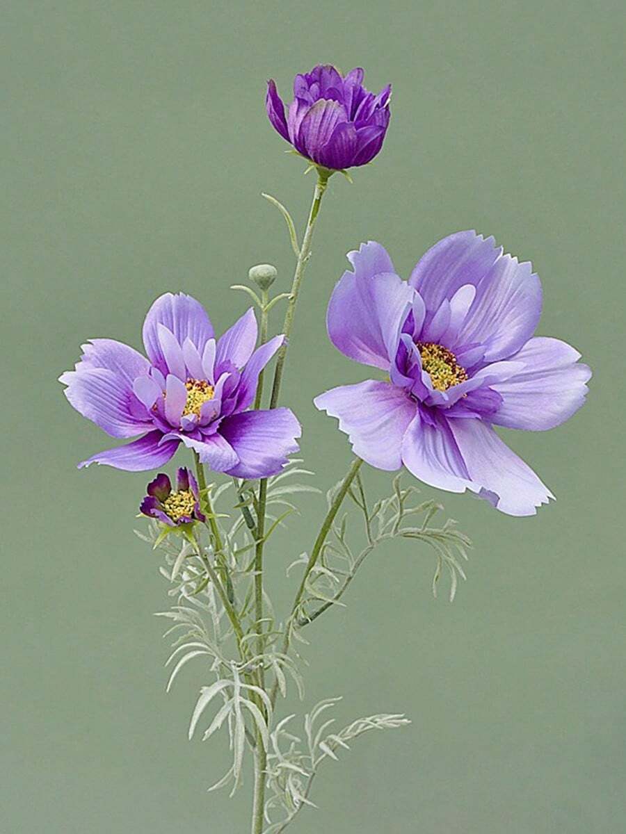 3PCS Artificial Cosmos With Stems Fake Flowers For Living Room