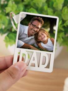 1 PC Father's Day Commemorative Gift Customized Keychain DAD Hollow Carved Wooden Custom Photo Text Keychain For Dad, Husband, Grandpa, Engraved, , Stainless, Colorful, Cute, Adorable, Funny, Kawaii, Y2K, Stylish, Unisex, Casual, Custom, Personalized, Unique, Customized, Children, For Anniversaries, For Valentine's Day, For Mother's Day, For Birthdays, For Children's Day, For Father's Day, For Graduation, For Weddings, For Housewarming, Customized Keychains & Accessories, Easy Comfort,Birthday Gift - Multicolor - View 5