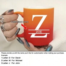 1 件 11 盎司个性化定制字母红黄渐变牛奶杯咖啡杯，陶瓷牛奶杯咖啡杯，节日礼物，家庭、同事、领导、妻子、姐妹、有趣的礼物，独特的情人节礼物，母亲节礼物，父亲节礼物 - Red and yellow gradient - 查看 20