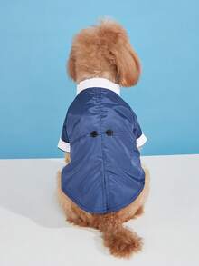 1pc Blue Dog Wedding Celebration Bow Tie Tuxedo Style Sturdy 2 In 1 Multi-Color Button Pet Shirt Suit - Blue - View 7