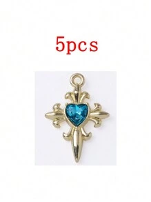 5 piezas de accesorios de joyería de aleación de zinc con colgante con forma de corazón con micro-incrustaciones y estilo barroco