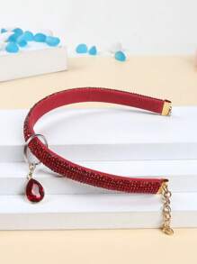 1 chiếc vòng cổ mặt dây chuyền đính đá hình dấu chân thú cưng thời trang và thanh lịch, thích hợp làm phụ kiện trong nhà và ngoài trời cho mèo và chó nhỏ (không thích hợp cho chó lớn). - Đỏ - Xem 6