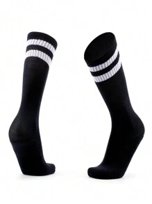 1 Đôi Tất Bóng Đá Chuyên Nghiệp Cho Trẻ Em, Tất Thể Thao Mỏng & Thoáng Khí Cho Bé Trai Và Bé Gái, Dài Trên Bắp Chân - màu đen - Xem 2