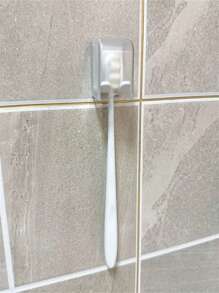 Gancho De Armazenamento Para Banheiros Com Economia De Espaço-Prateleira À Prova D'água Escova De Dentes Sem Furos-Suporte Elétrica Tampa - Branco - Visão 2