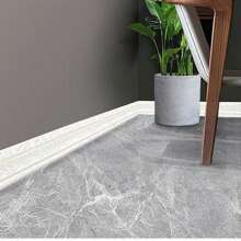 Rodapé 3D de 8cm x 2,30cm Autocolante Piso Em PVC Adesivo Impermeável - Branco - Visão 3