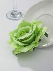 1 Piece Rose Flower Hair Clip Rose Flower Hair Accessories Brooches Wedding Hair Clip Flamenco Dancer For Women Girls - Green - View 2