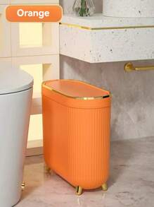 1 pieza Papelera de 12 litros con pedal, basurero de baño, cubo de basura dorado impermeable para el inodoro con tapa, suministros para el hogar y la oficina, bolsa de basura, decoración de otoño para el baño, organizador de baño, de vuelta a la escuela