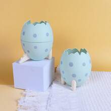 可愛創意時尚恐龍蛋形筆筒，適用於學生、宿舍、桌面，大容量文具收納盒，容器，裝飾品，1入組 - 藍色 - 查看 3