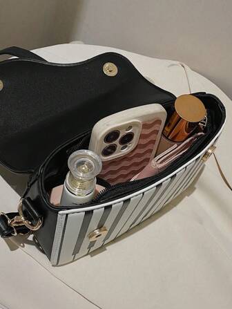 Mini Piano Key Pattern Flap Square Bag Piano Guitar Music Notes Handbag, Creative PU Leather Tote Bag, Crossbody Bag For Women Girls , Small Bags