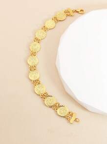 1個復古金幣手鍊波西米亞銅飾品,適合女性日常假期約會穿戴 - 金黃色 - 查看 14