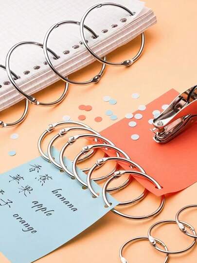 10pcs Loose Leaf Rings, Stainless Steel Key Rings, For Book Binding, Notebook Binding, Card Binding, Files Binding, Suitable For Various Scenes Back To School,Back To School,School Supplies