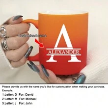 1 件 11 盎司个性化定制字母红黄渐变牛奶杯咖啡杯，陶瓷牛奶杯咖啡杯，节日礼物，家庭、同事、领导、妻子、姐妹、有趣的礼物，独特的情人节礼物，母亲节礼物，父亲节礼物 - Red and yellow gradient - 查看 14
