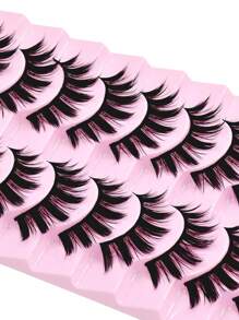 10 Pairs Thick Anime/Manga Style False Lashes, 16mm Natural Look Doll Lashes For Halloween/Party/Christmas Makeup Strip Lashes, Lashes, Eyelashes, Fake Lashes - Fluffy Lashes - View 4