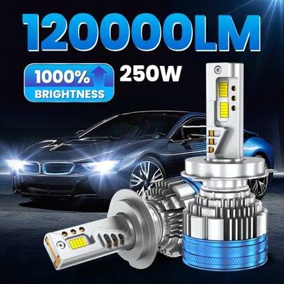 HYNBYZJ 2 Packs H7 LED Canbus Car Headlight Super HB4 H11 H4 H1 9012 HB3 9005 9006 Lights Plug-N-Play Bulbs 250W 6000K Auto Lamp