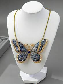 1 buc. Colier vintage elegant cu fluture dulce cu strasuri, potrivit pentru festivaluri pentru femei, zile de naștere, întâlniri, petreceri, nunți, sărbători, cumpărături, navetă și accesorii zilnice