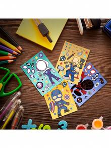 8pcs/Set Superhero  Miles Morales Gwen Stacy   Thor DIY Puzzle Handmade Waterproof Repetitive Stickers - Multicolor - View 3