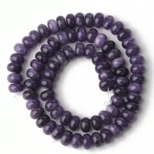 5x8mm 天然石 rondelle 扁圓珠 檸檬晶/電氣石 算盤珠，珠寶手工 DIY 手鍊項鍊配件 - Flat Round Beads - 查看 12