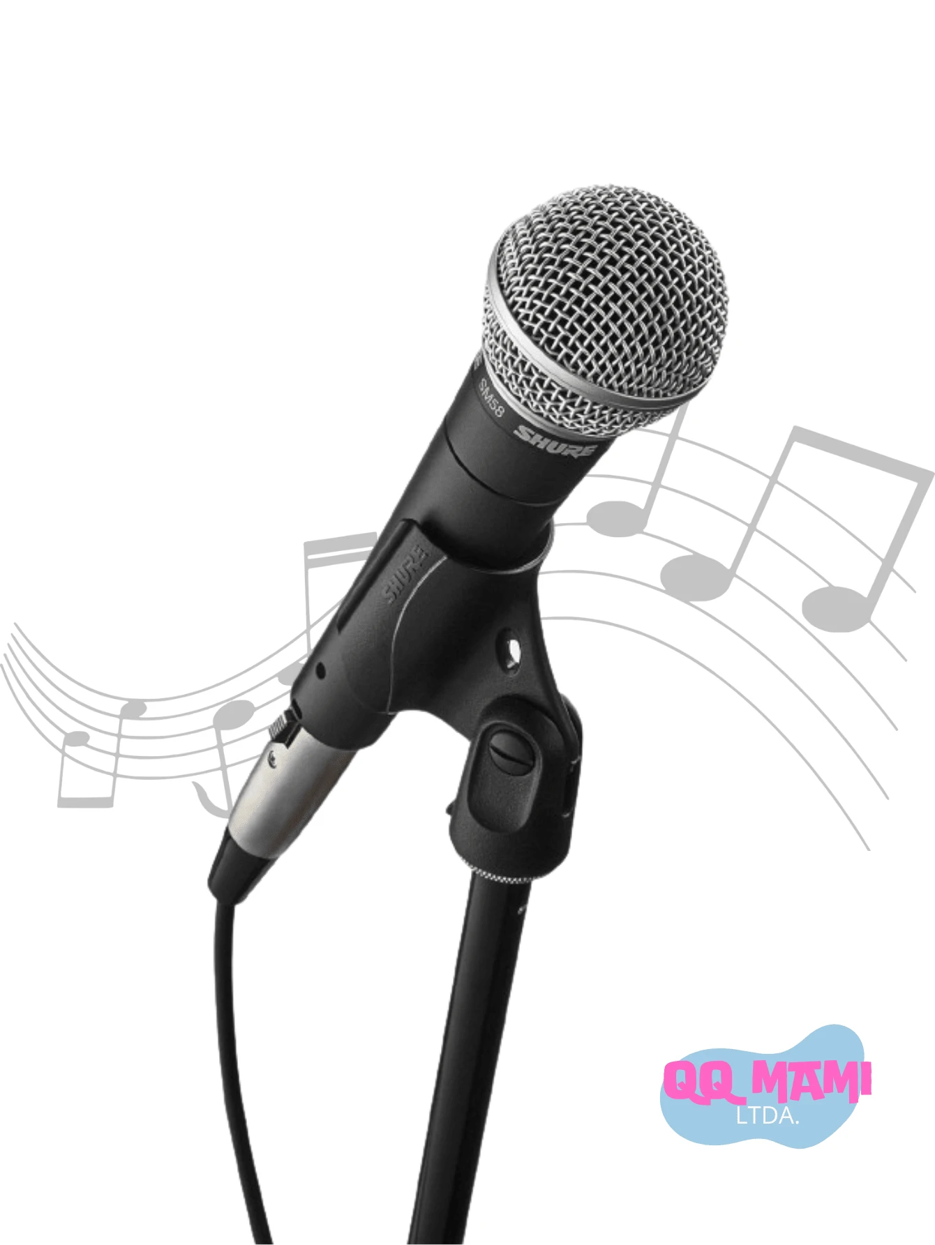 Microfone Profissional Cabo Sm58 Conector XLR Chave Liga E Desliga Alta Sensibilidade Envio Imediato - Preto - Visão 1
