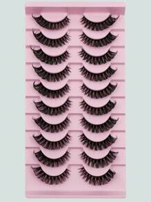 ICHICKISS 10 对 5D 睫毛蓬松自然狐狸眼提升延长全条加长丰盈外眼角美容化妆条睫毛、睫毛、假睫毛 - 黑色 - 查看 2