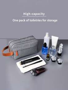 Tùy chỉnh Túi vệ sinh du lịch độc quyền của bạn, Túi lưu trữ mỹ phẩm có khóa kéo di động hai lớp dành cho nữ, Túi trang điểm chống nước, Túi mỹ phẩm tách khô và ướt di động, Túi du lịch đa chức năng, Túi phòng tắm, Quà tặng cho mẹ, bạn gái - Xám - Xem 5
