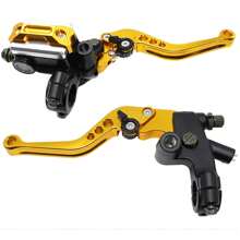 FELIN Hydraulic Cylinder Brake Clutch Pump, 1 Pair Motorcycle Aluminum Levers, Universal 22mm CNC Brake Handle And Drum Clutch - 金色 - 查看 1