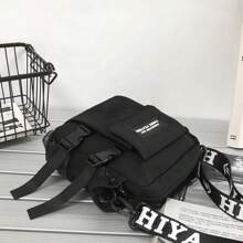 Bolsa de hombro multifuncional de forma cuadrada para estudiantes, mini bolso de hombro para hombres con gráficos de letras y un Charm, adecuado para universidad, deportes, transporte, bolso esencial de nailon portátil, bolso de invierno, Acción de Gracias, bolso tote, riñonera, bolso de ciclista, bolso tipo vagabundo, bolso de cadera, bolso de vacaciones, bolso bandolera para camping, mochila de vuelta al colegio, bolso cruzado de primavera, útiles escolares, bolso de mano