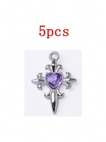 5 piezas de accesorios de joyería de aleación de zinc con colgante con forma de corazón con micro-incrustaciones y estilo barroco